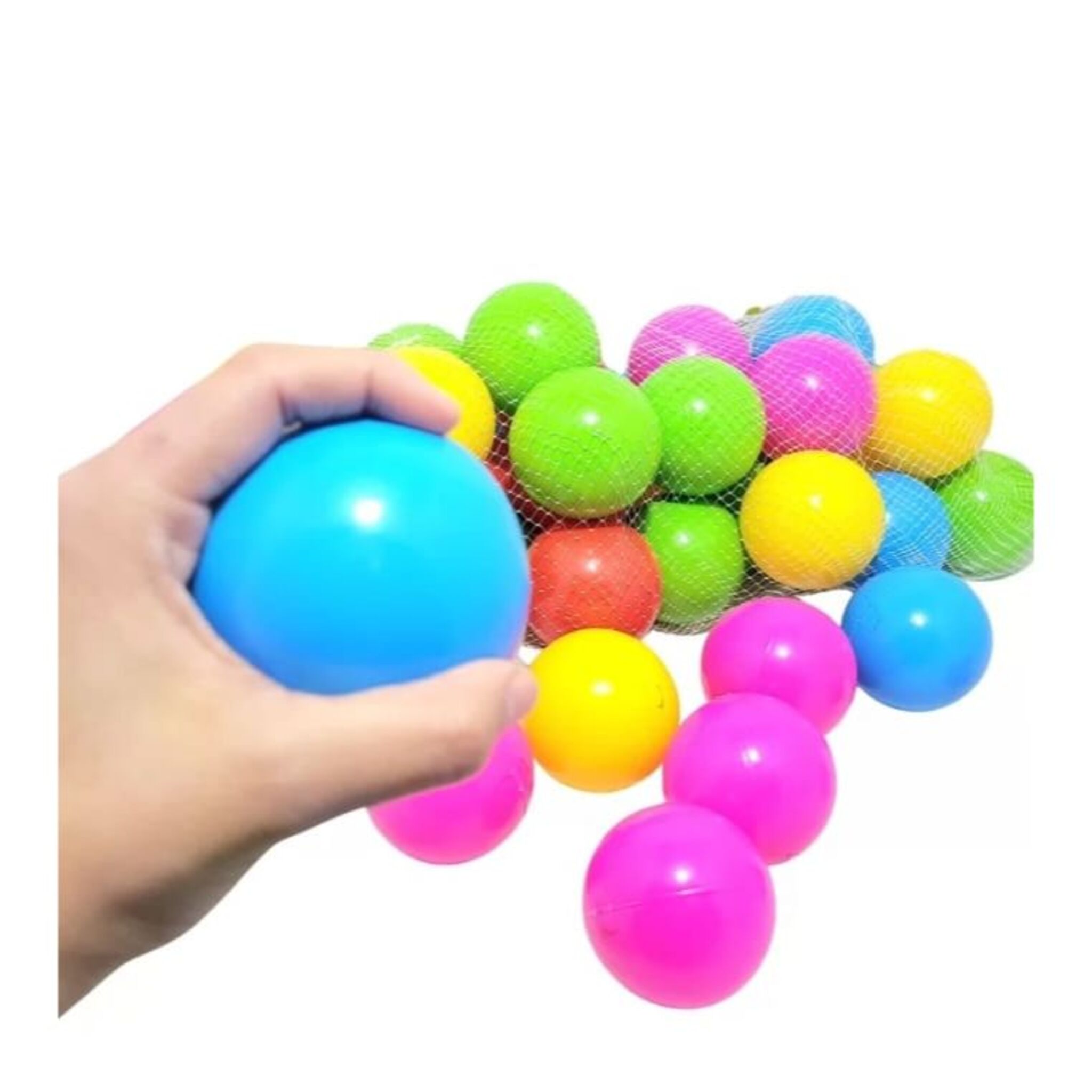 Multi-colored plastic balls