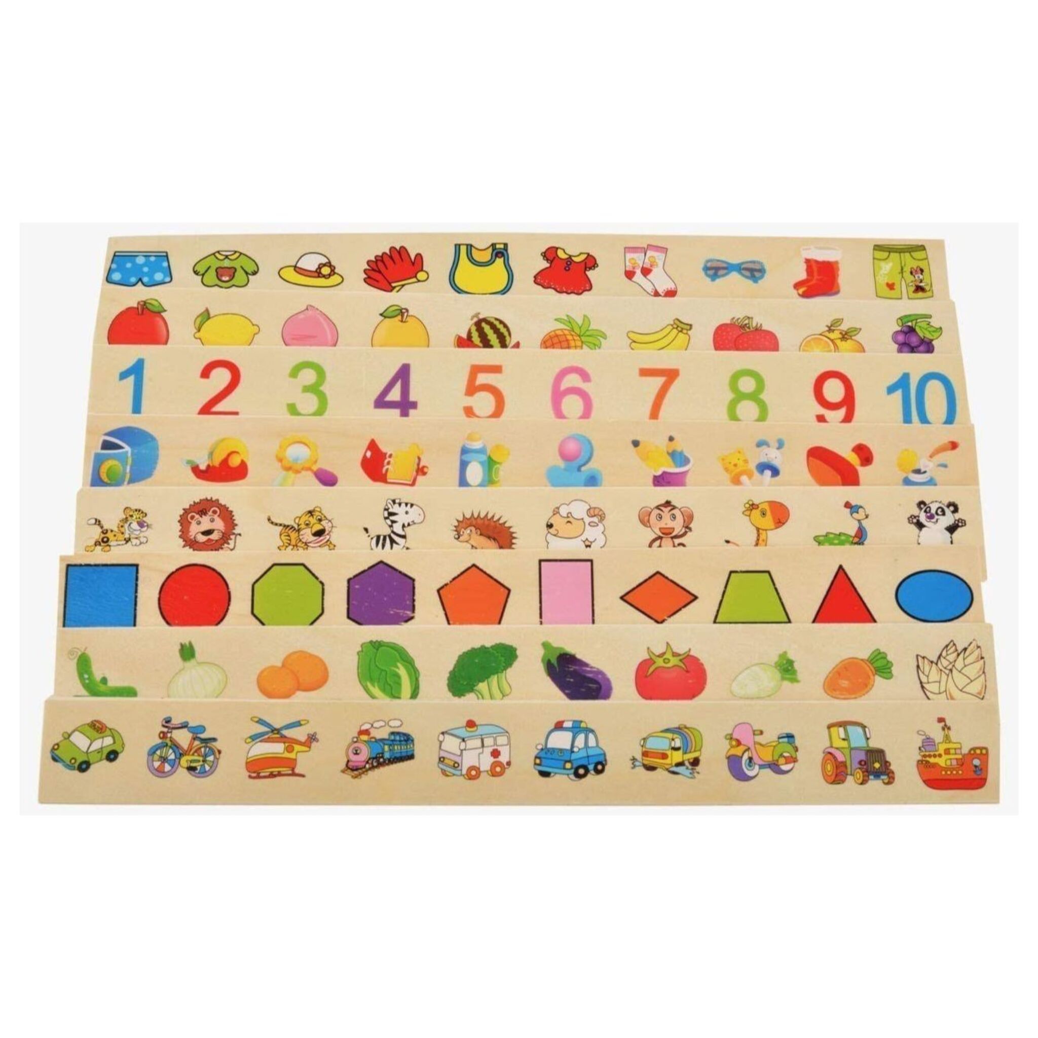 The Wooden Learning Box with Animals, Numbers, Fruites