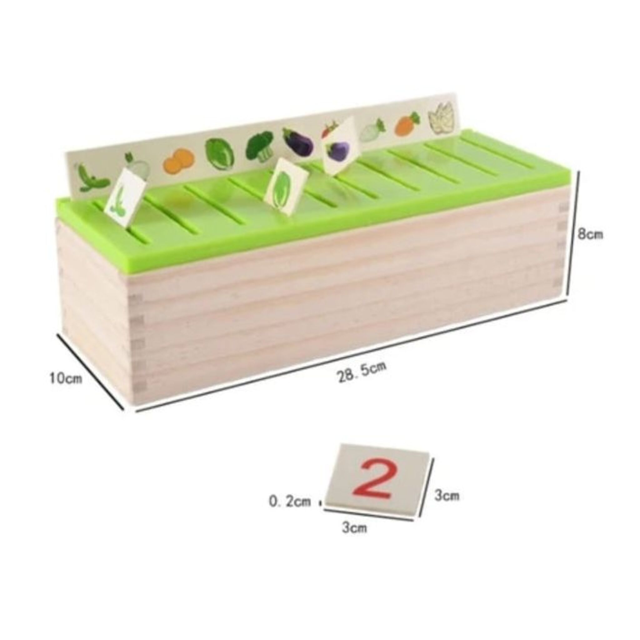 The Wooden Learning Box with Animals, Numbers, Fruites