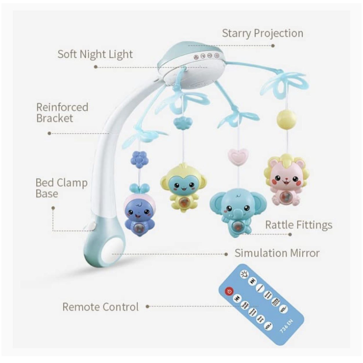 Projection and Night Light Bed Bell - Blue