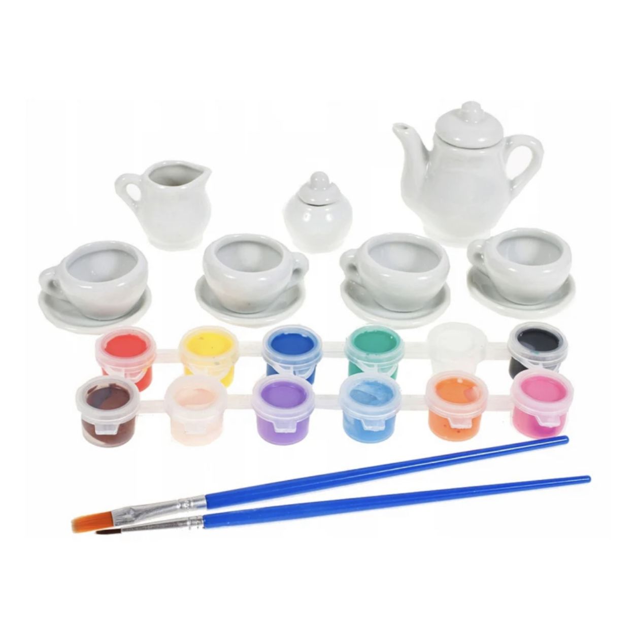CeramicTea Set with Painting Tools (14 Pieces)