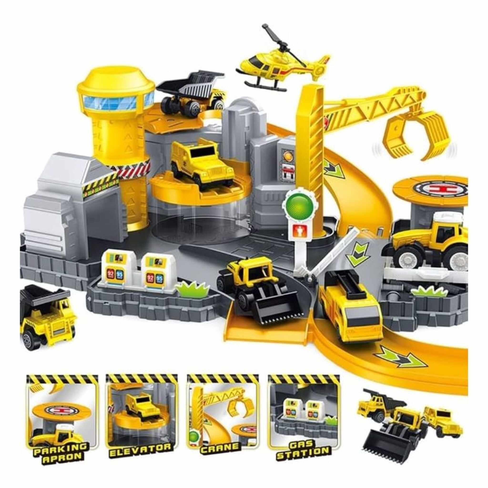 Car Construction Parking Lot and Helicopter (Yellow)