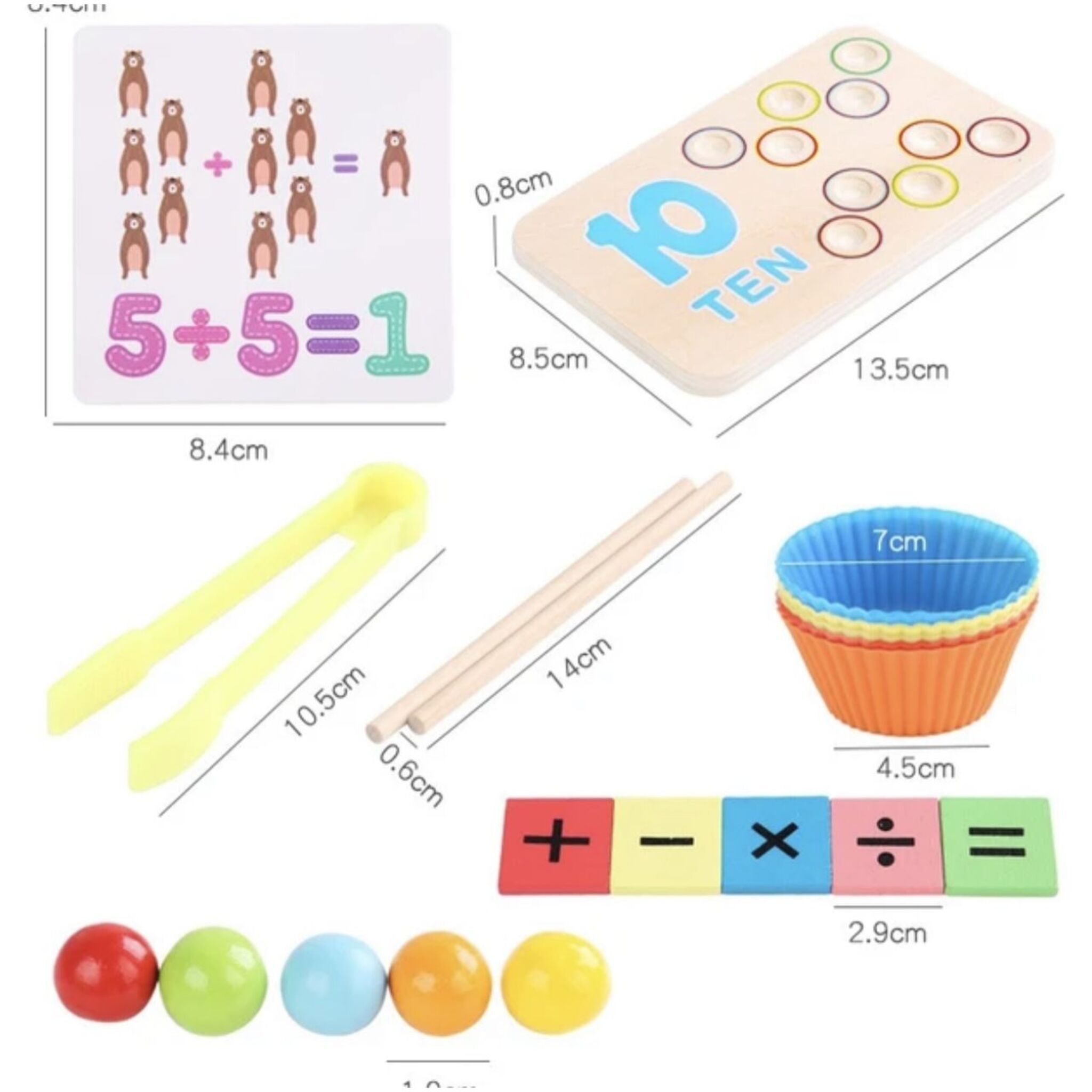 Wooden Mathematical Puzzle Board with Balls and Beads