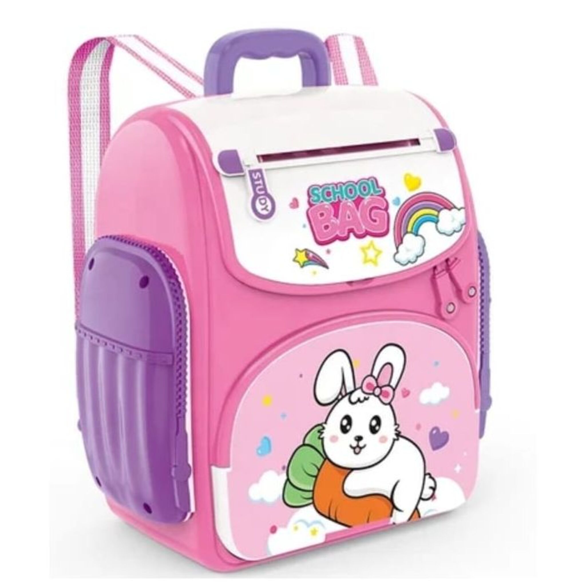 Digital Piggy Bank the shape of a School Bag with a Fingerprint (pink)