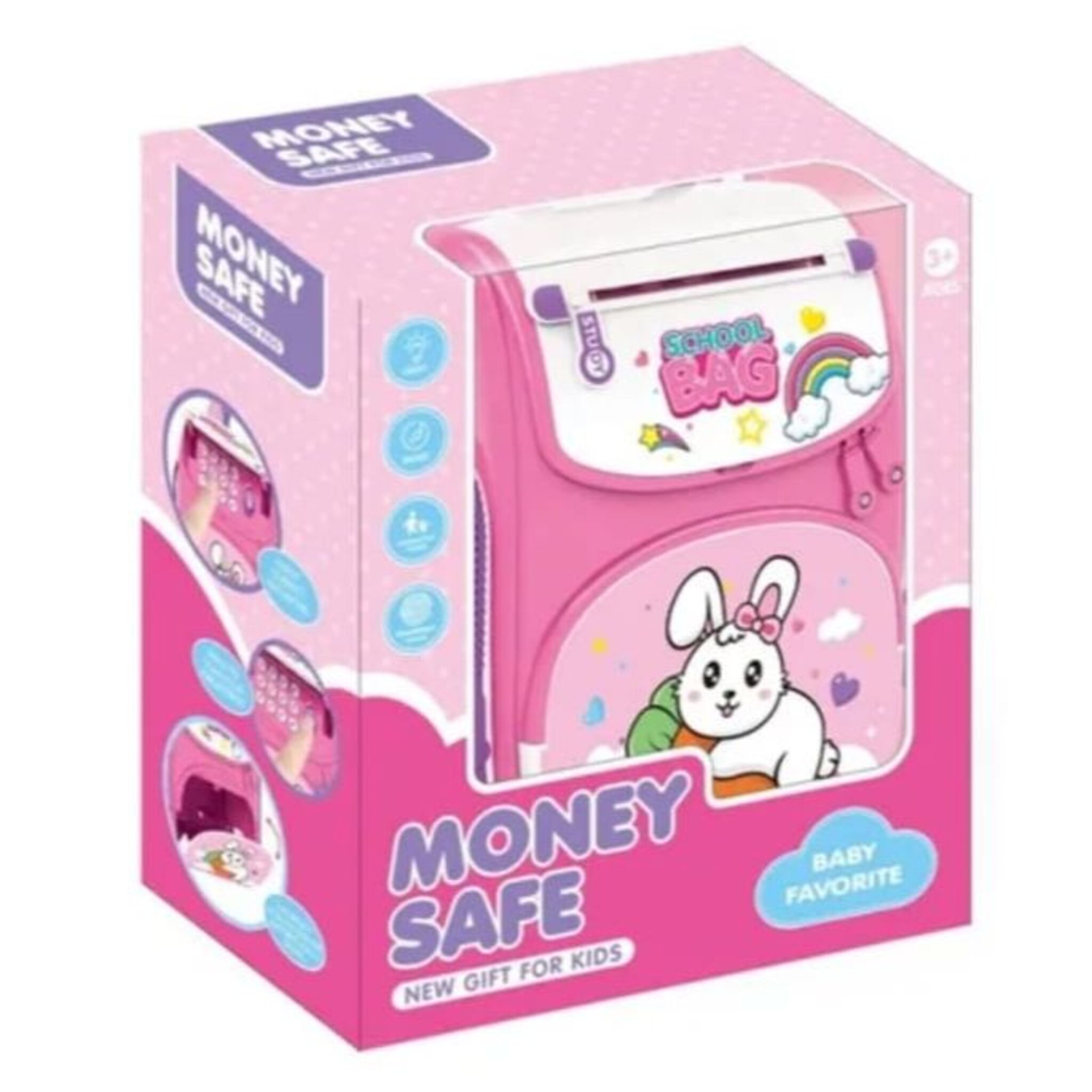 Digital Piggy Bank the shape of a School Bag with a Fingerprint (pink)