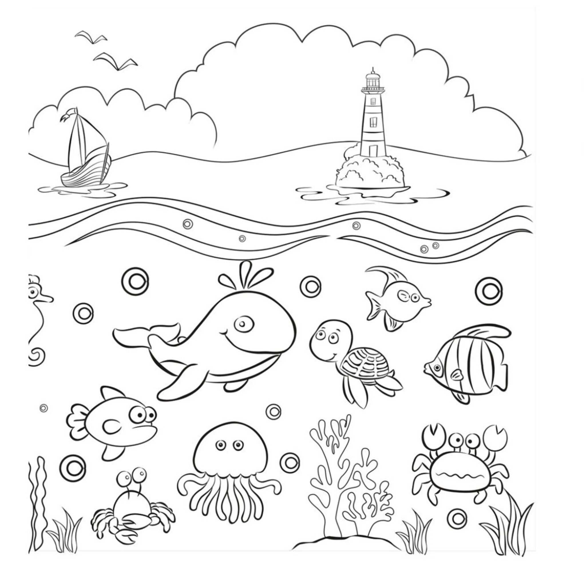 Washable Coloring Mat - Marine Life