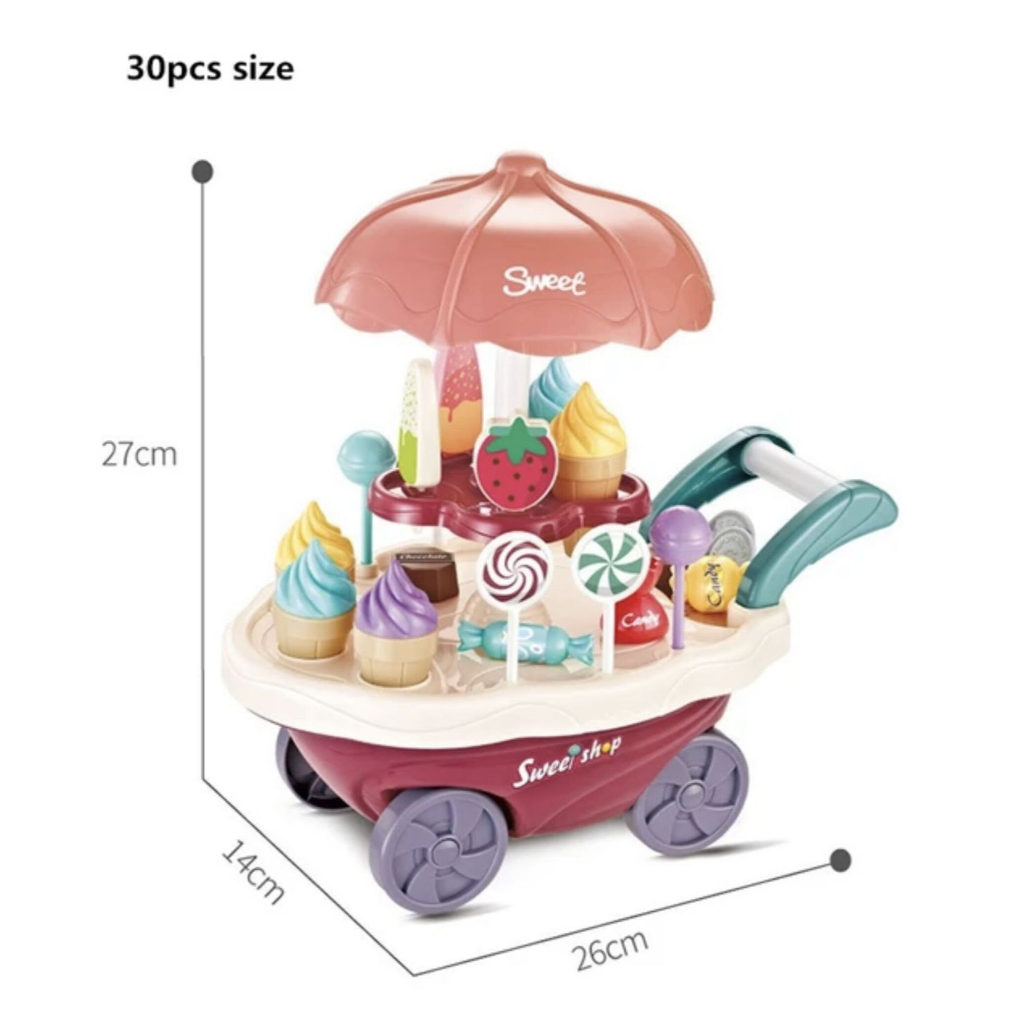 Ice Cream and Candy Shopping Cart with Sounds and Music (36 pieces)