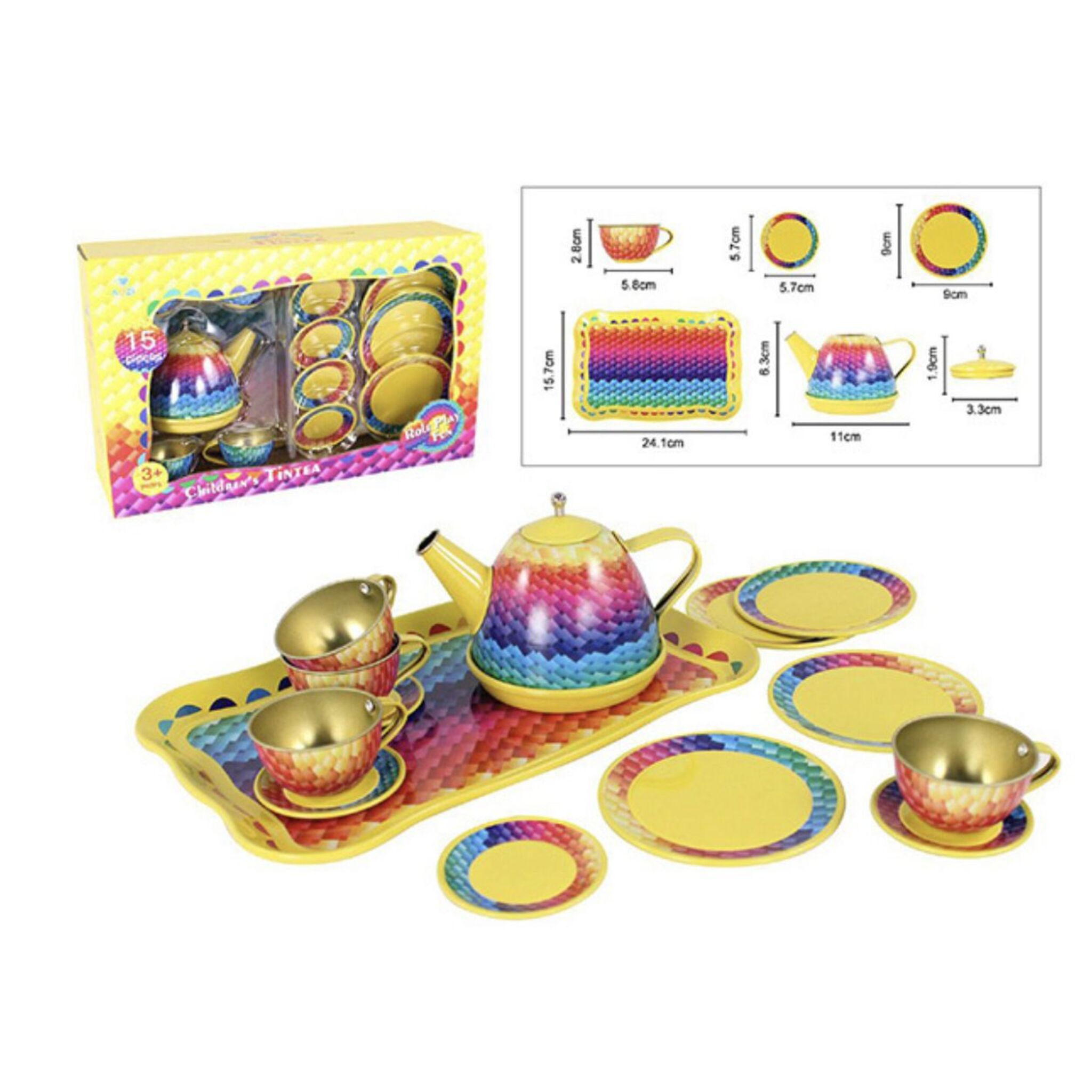 طقم شاي قوس قزح  (15 قطعة)