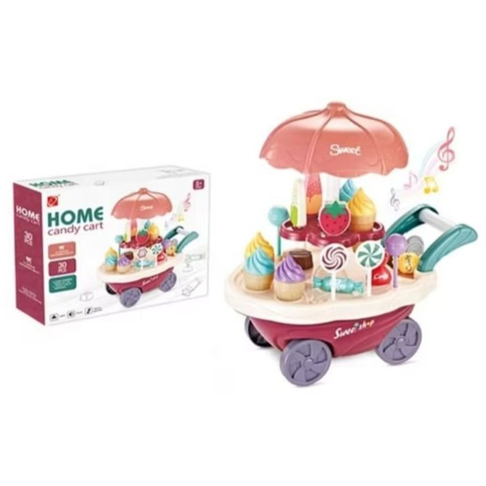 Ice Cream and Candy Shopping Cart with Sounds and Music (36 pieces)