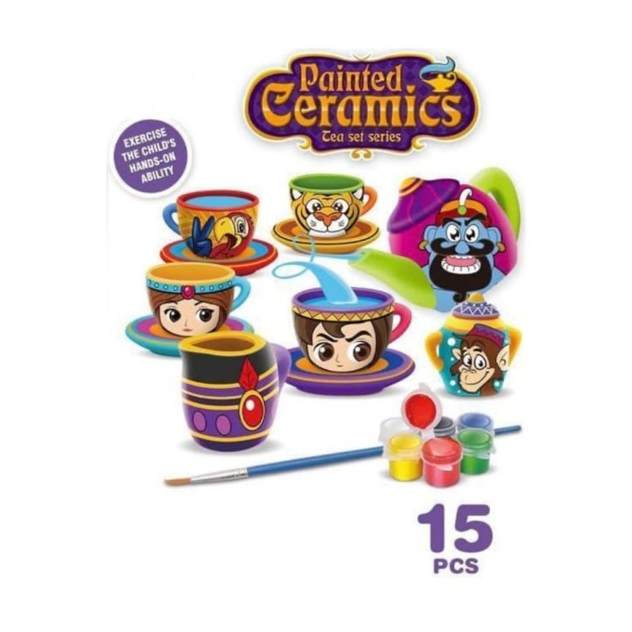 CeramicTea Set with Painting Tools (14 Pieces)