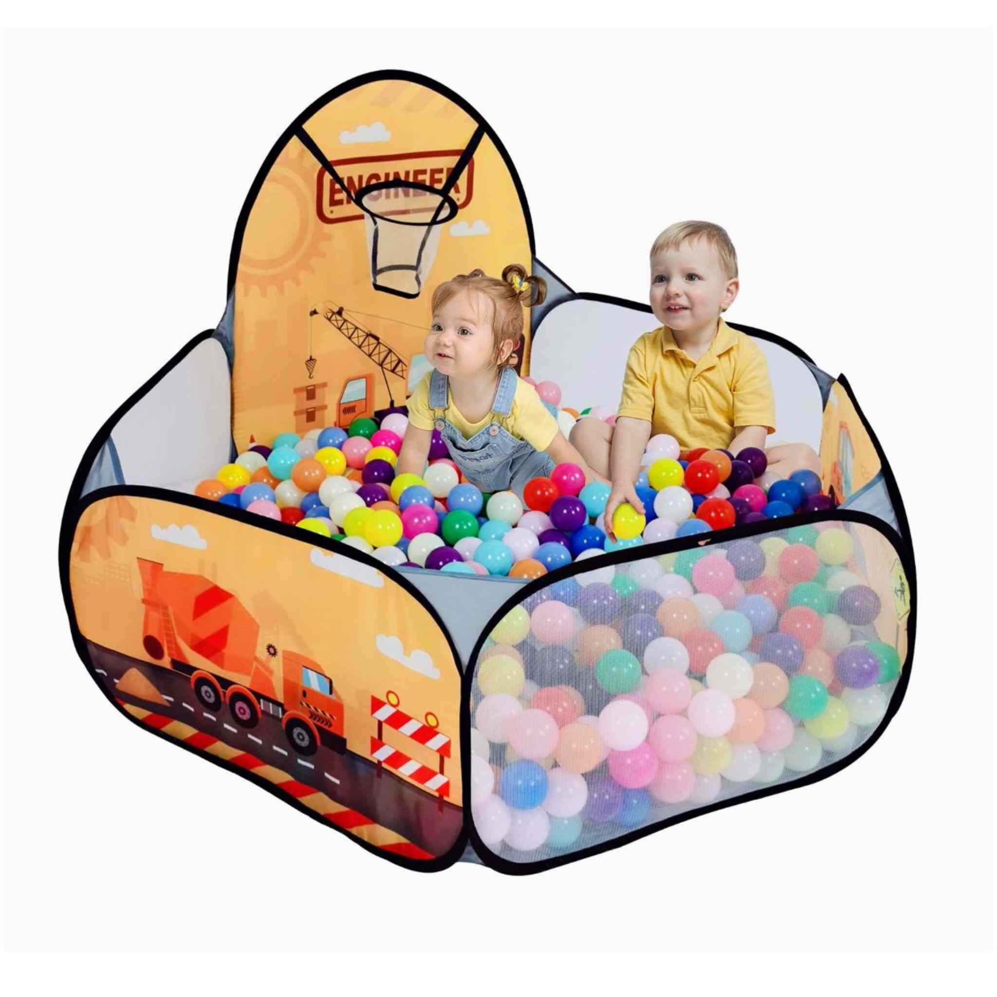 Car-Shaped playpen for children with 100 balls (yellow)