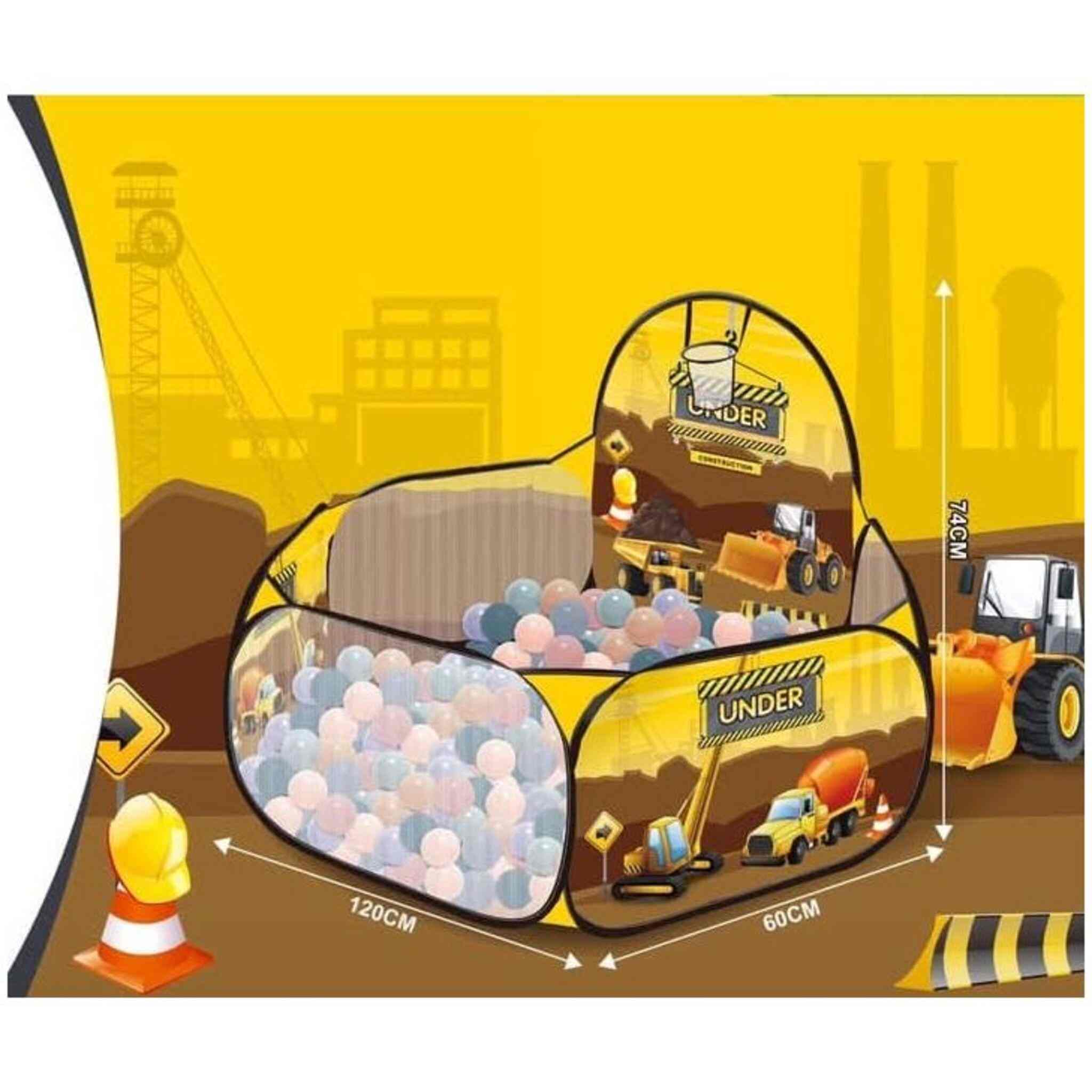Car-Shaped playpen for children with 100 balls (yellow)