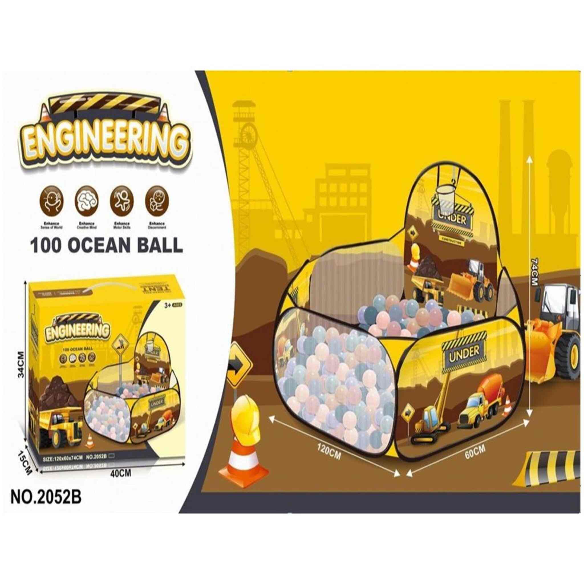 Car-Shaped playpen for children with 100 balls (yellow)