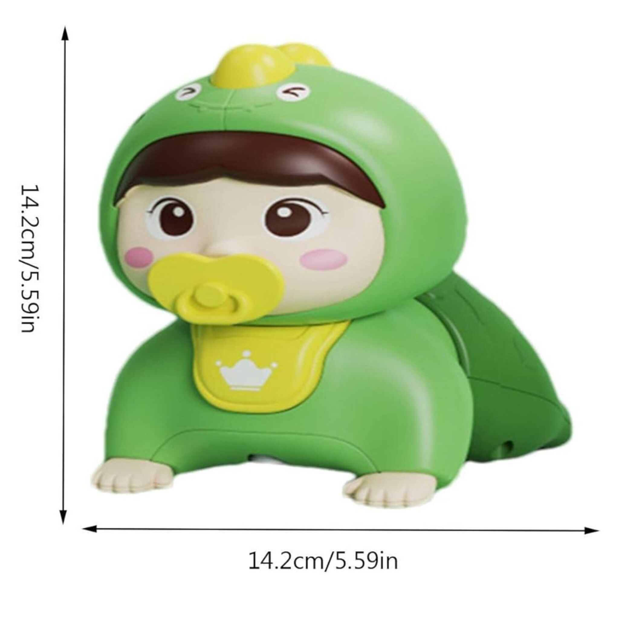 دمية الطفل الزاحفة مع لباس الديناصور والموسيقى