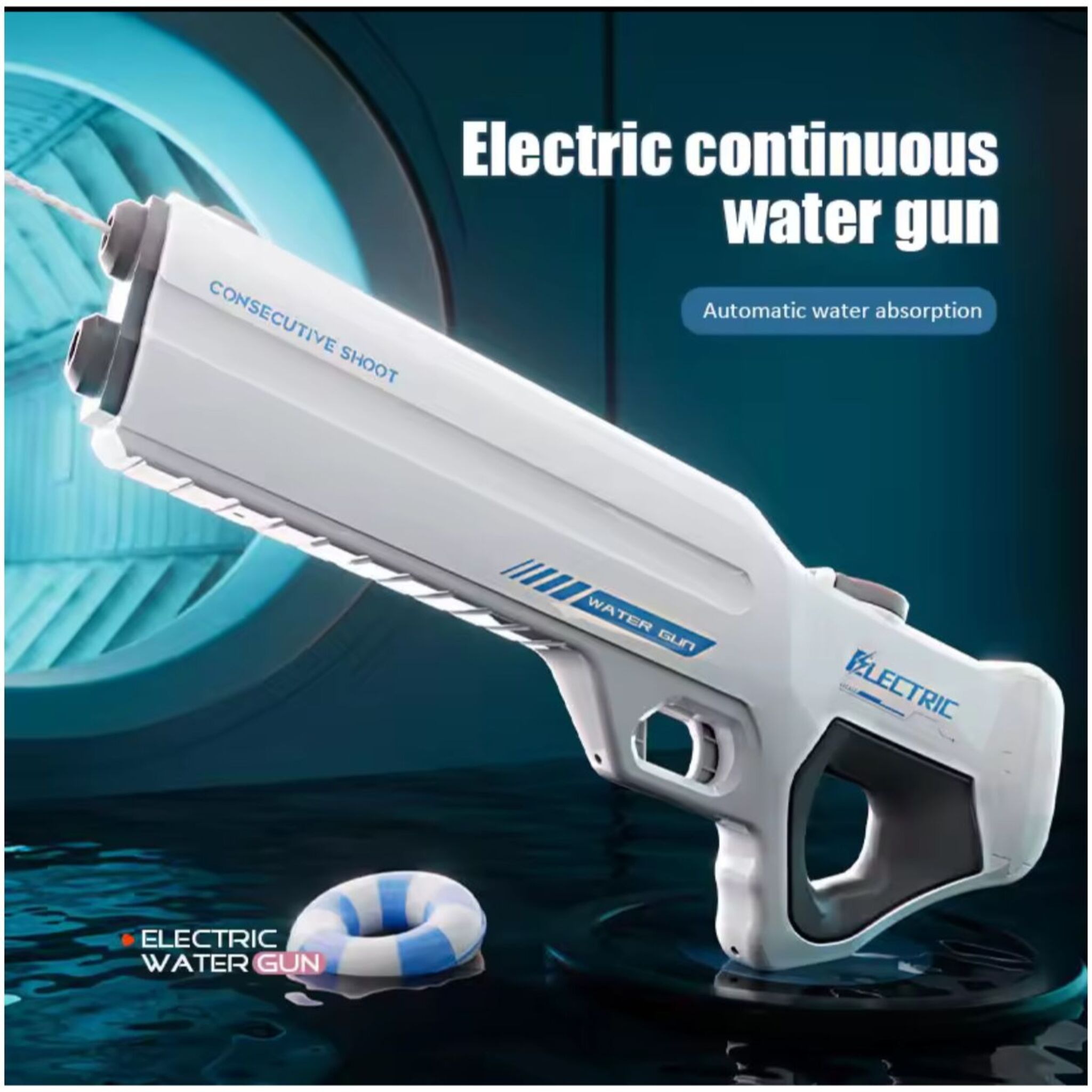 Self-Suction Electric Water Gun (Green-White)