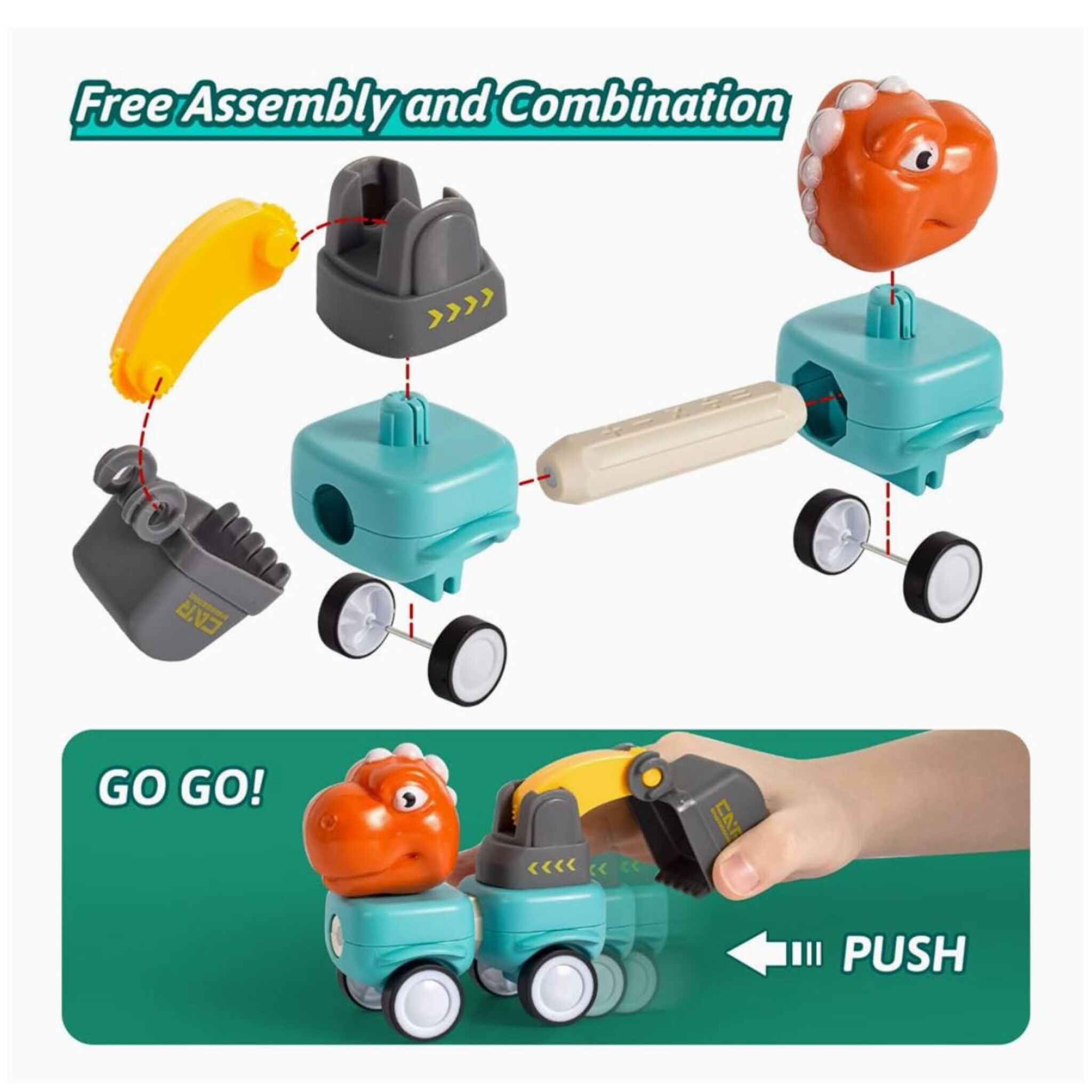 DIY Magnetic Blocks Dinosaur Car and Truck Building Kit (84 Pieces)