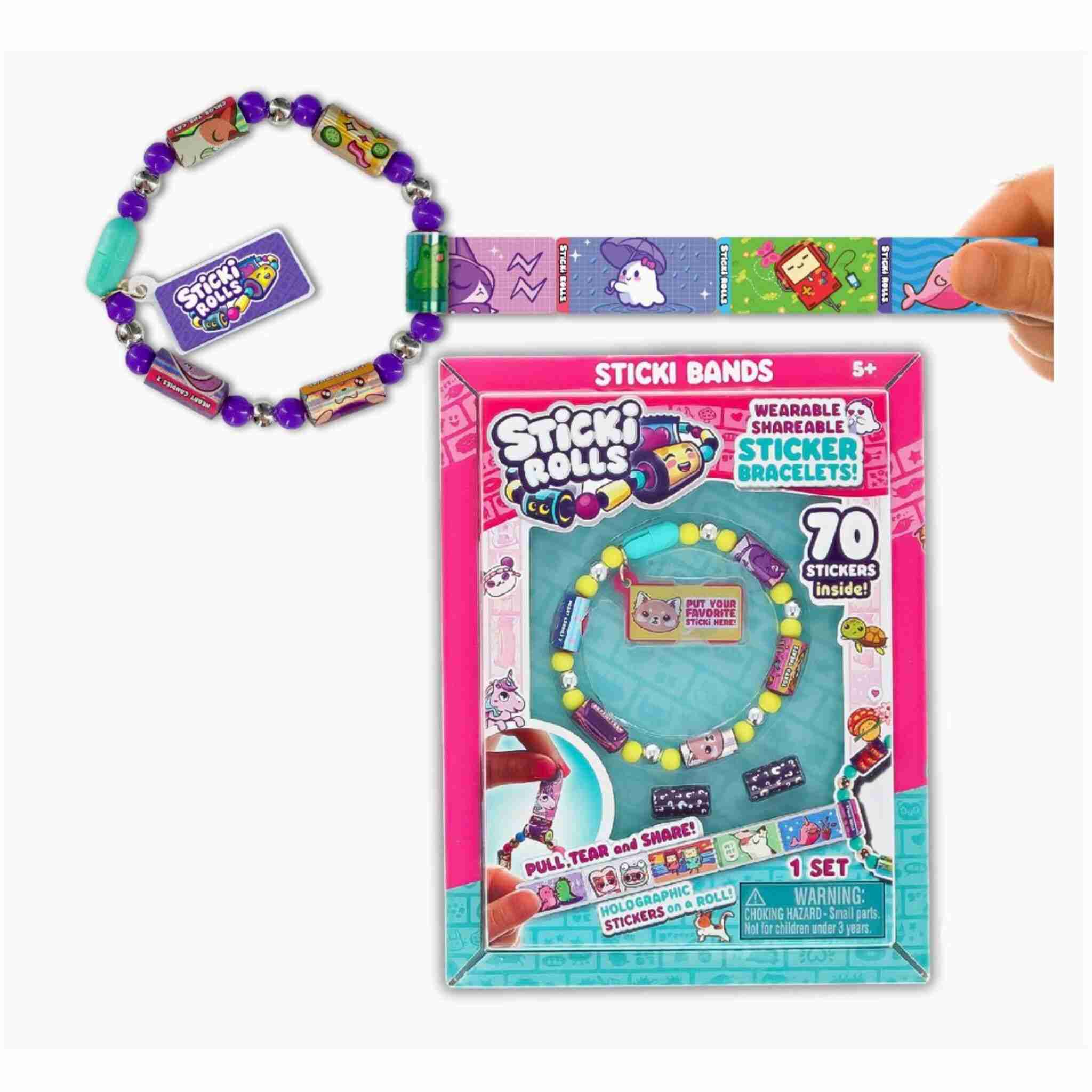 DIY Sticki Rolls Sticker with Wearable Sharable Sticky Bracelet and and 70 Mini Stickers