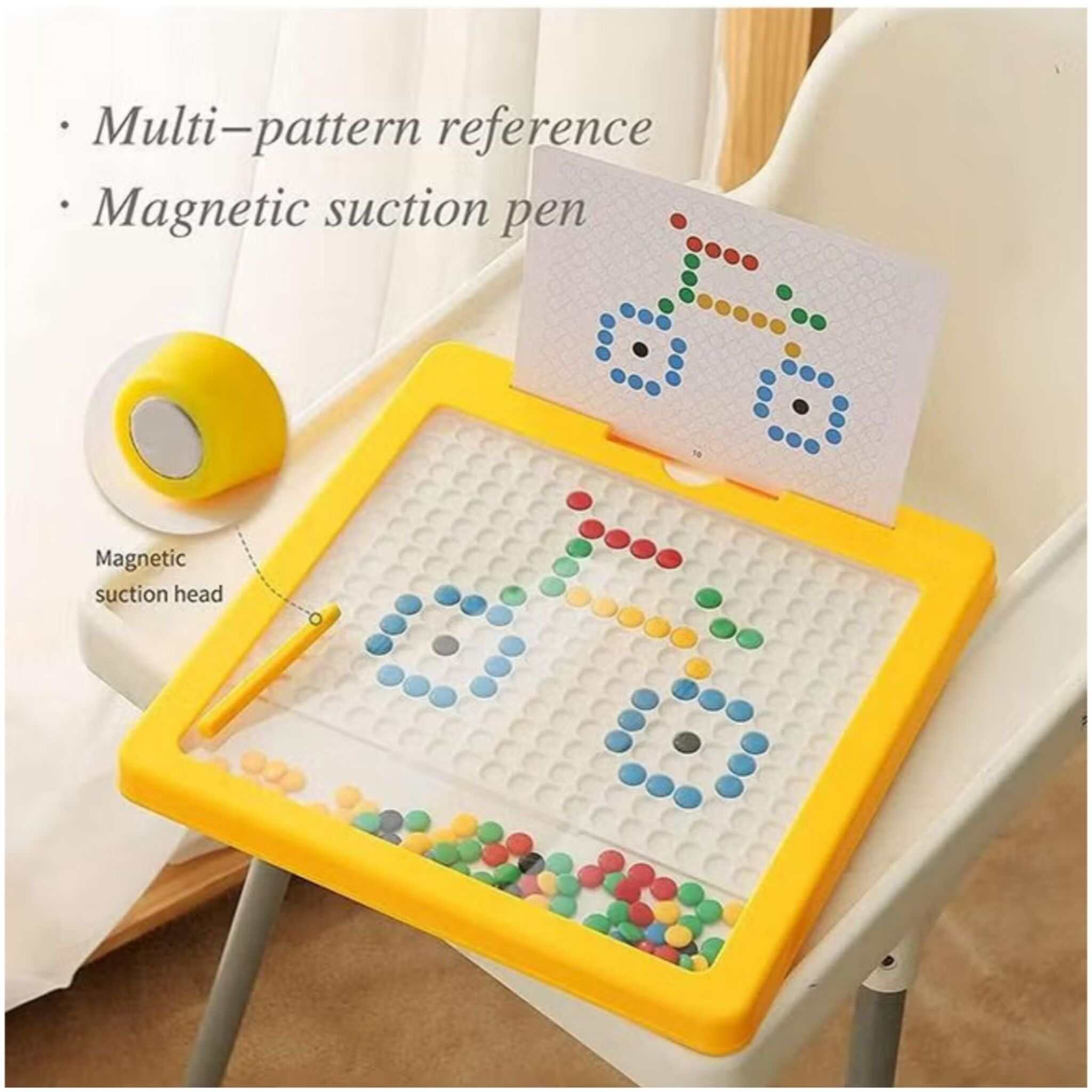 Magnetic Drawing Board with Pen and Colored Beads