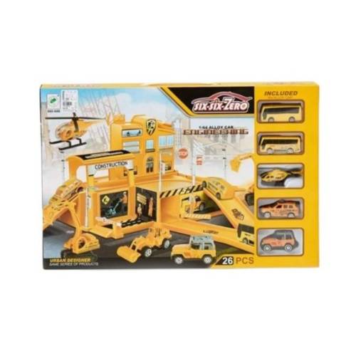 Car Construction Parking Lot and Helicopter (Yellow)