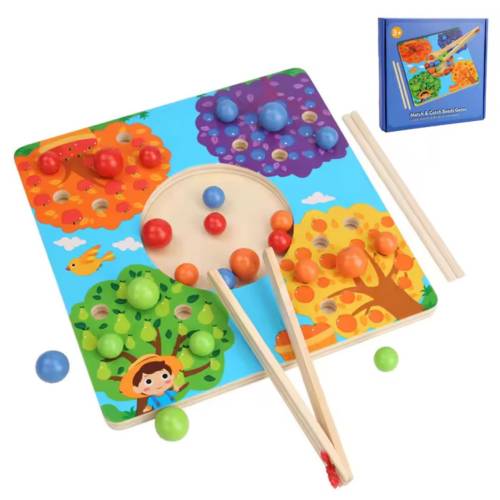Wooden Match and Catch Beads Game