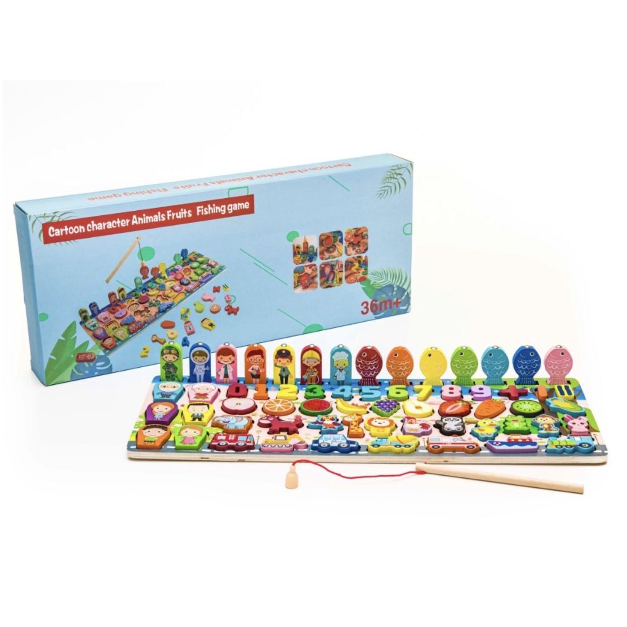 Wooden Hunting Animals and Fruits Set