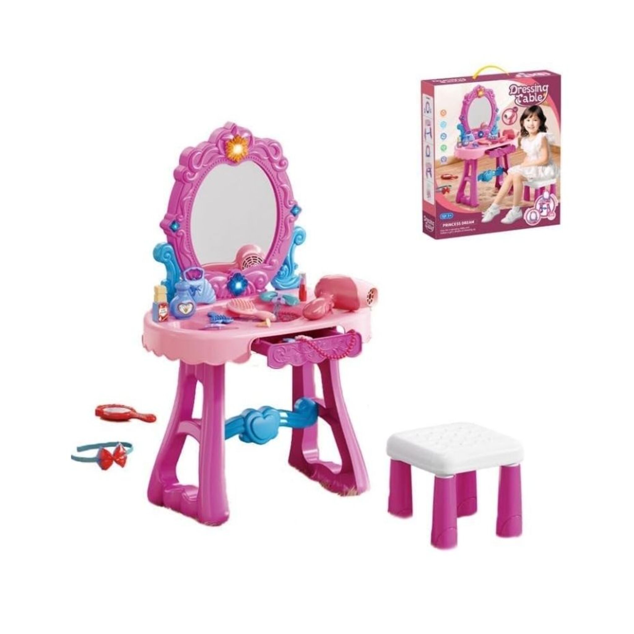 Pink Musical Dressing Table (29 Pieces)