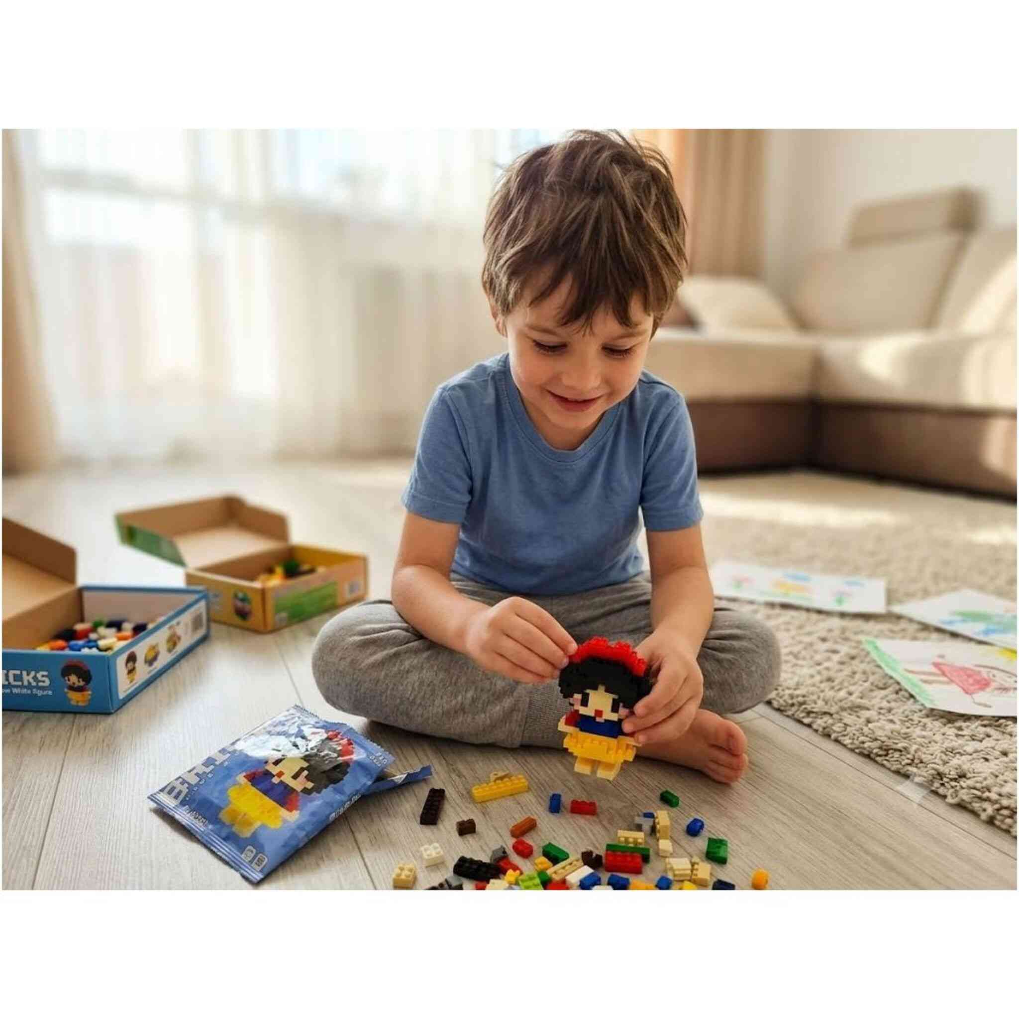 Small Doll Wearing Yellow Clothes Building Block Set