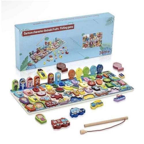 Wooden Hunting Animals and Fruits Set