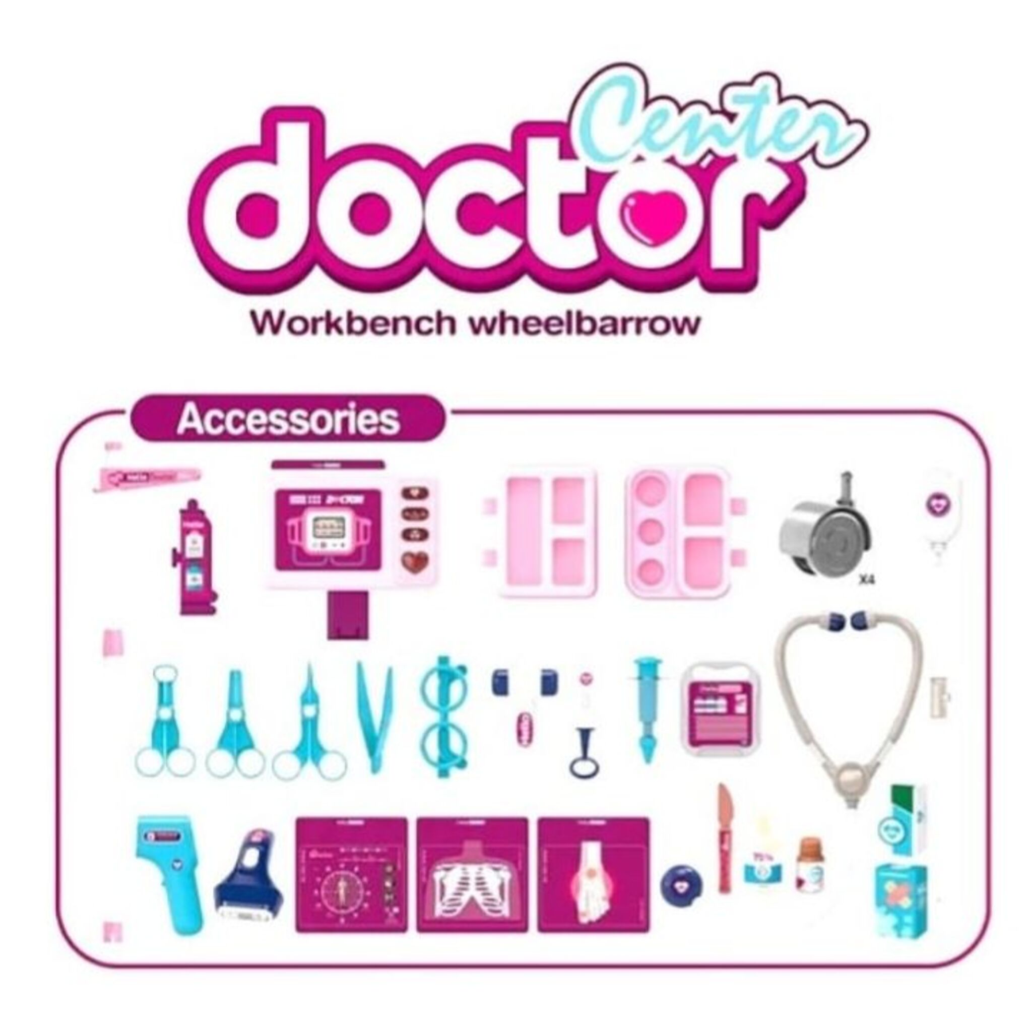 Mobile Doctor Trolley Toy with Tools (37 Pieces)
