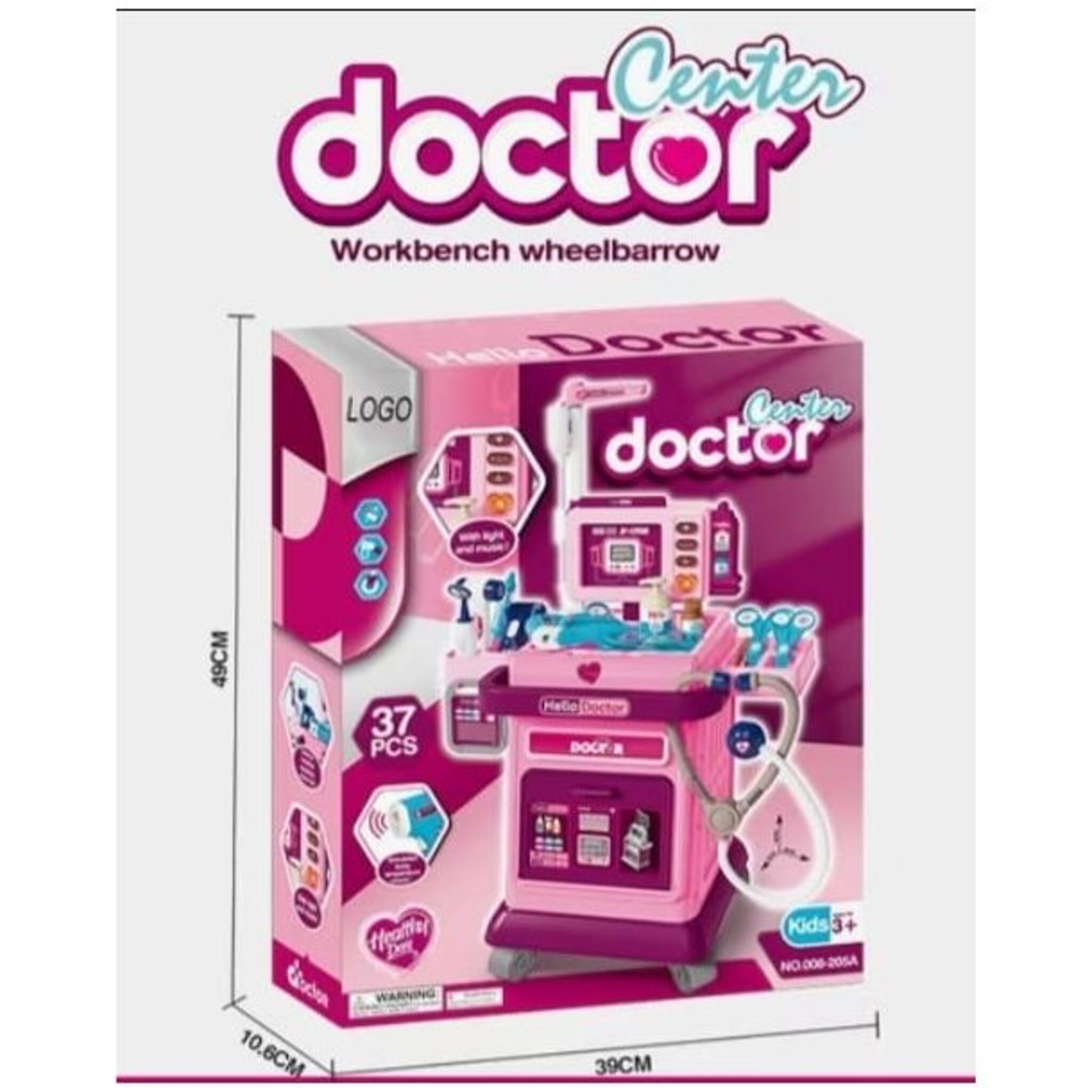 Mobile Doctor Trolley Toy with Tools (37 Pieces)