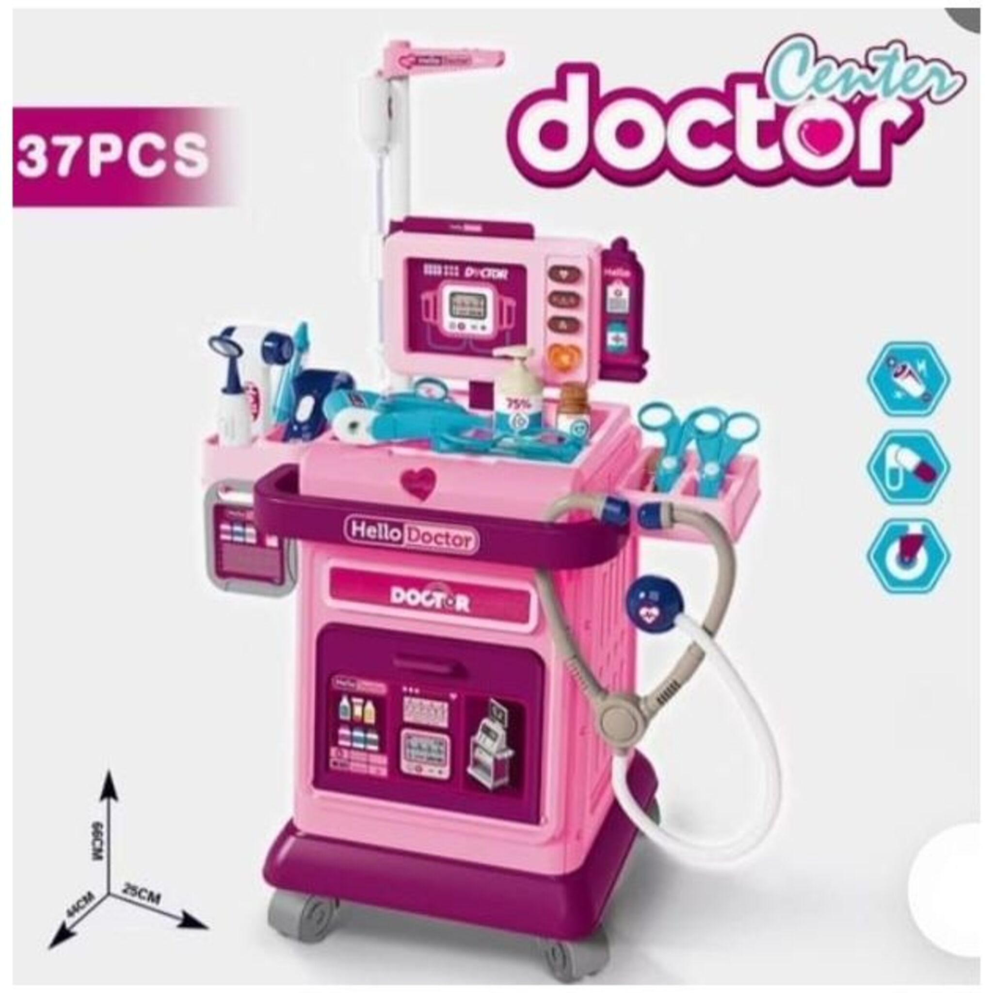 Mobile Doctor Trolley Toy with Tools (37 Pieces)