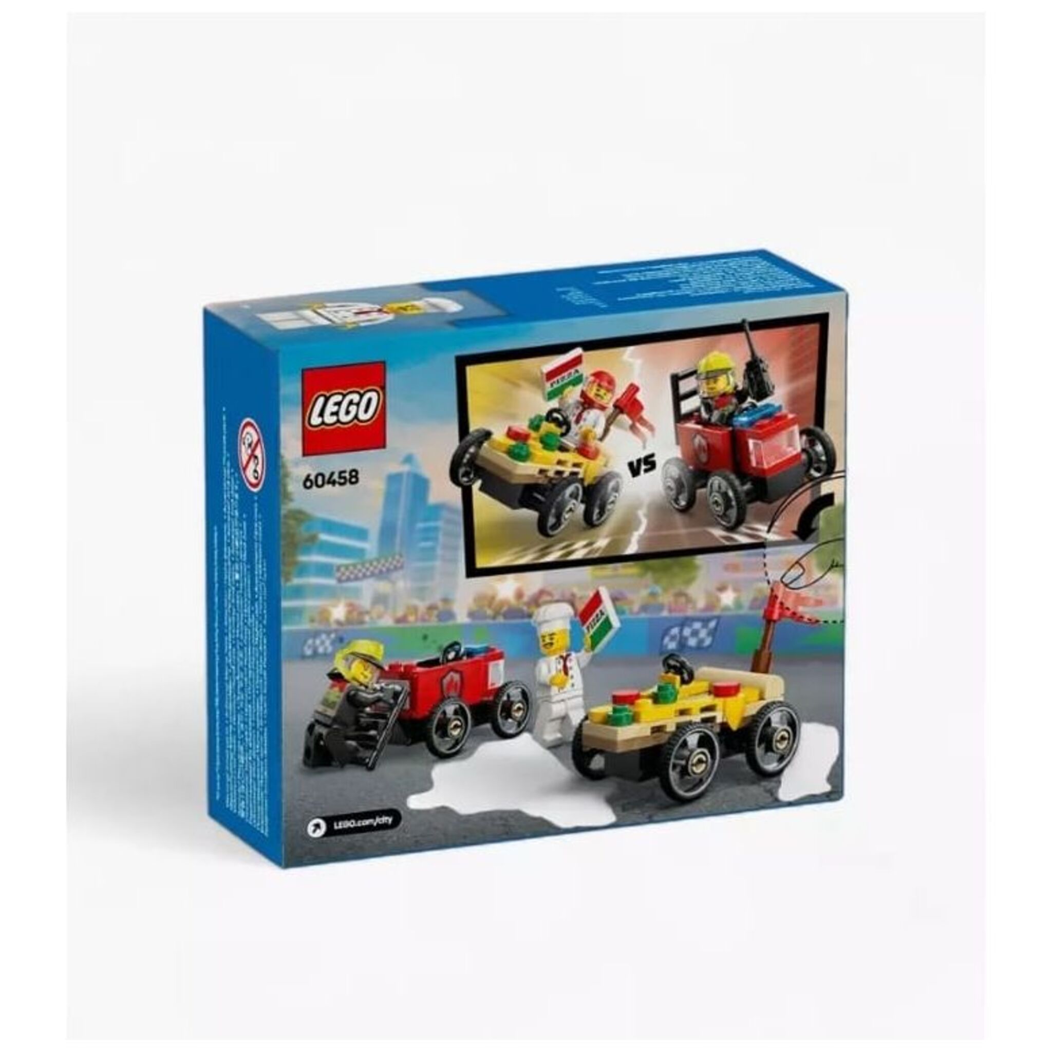 LEGO City Pizza Van vs. Fire Truck Race Car