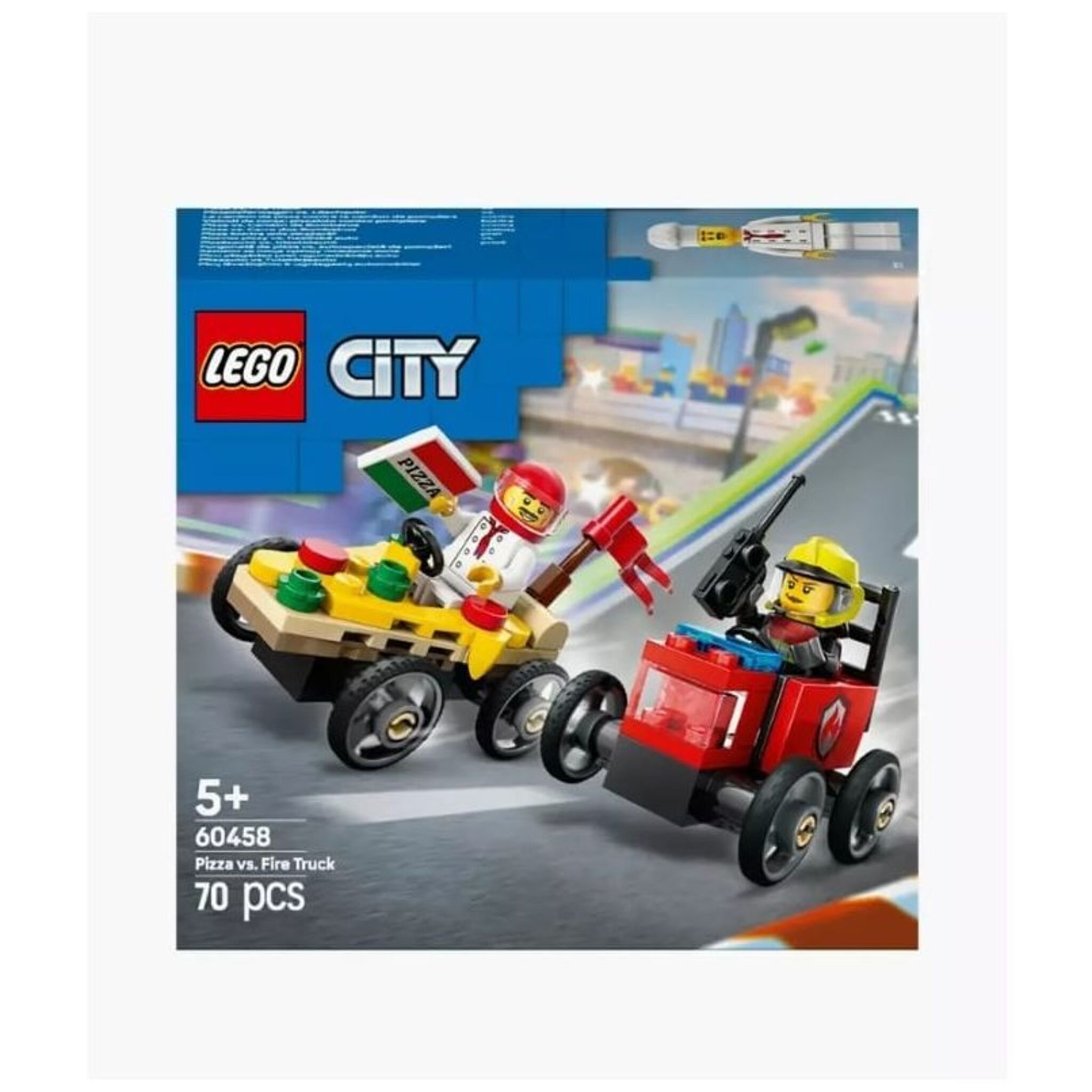 LEGO City Pizza Van vs. Fire Truck Race Car