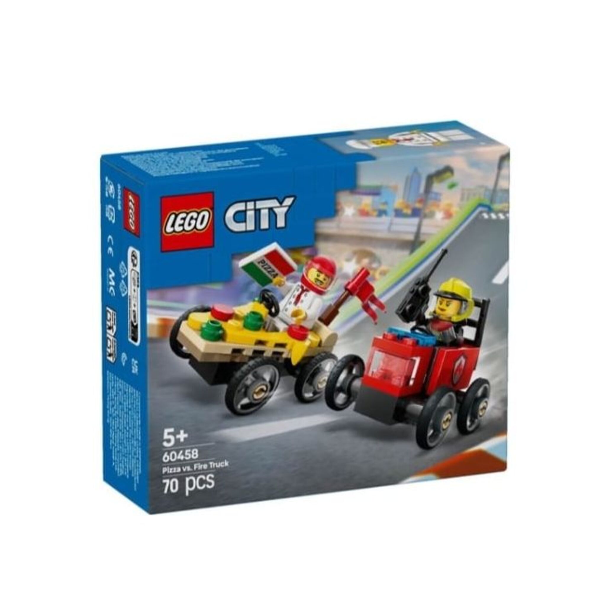 LEGO City Pizza Van vs. Fire Truck Race Car