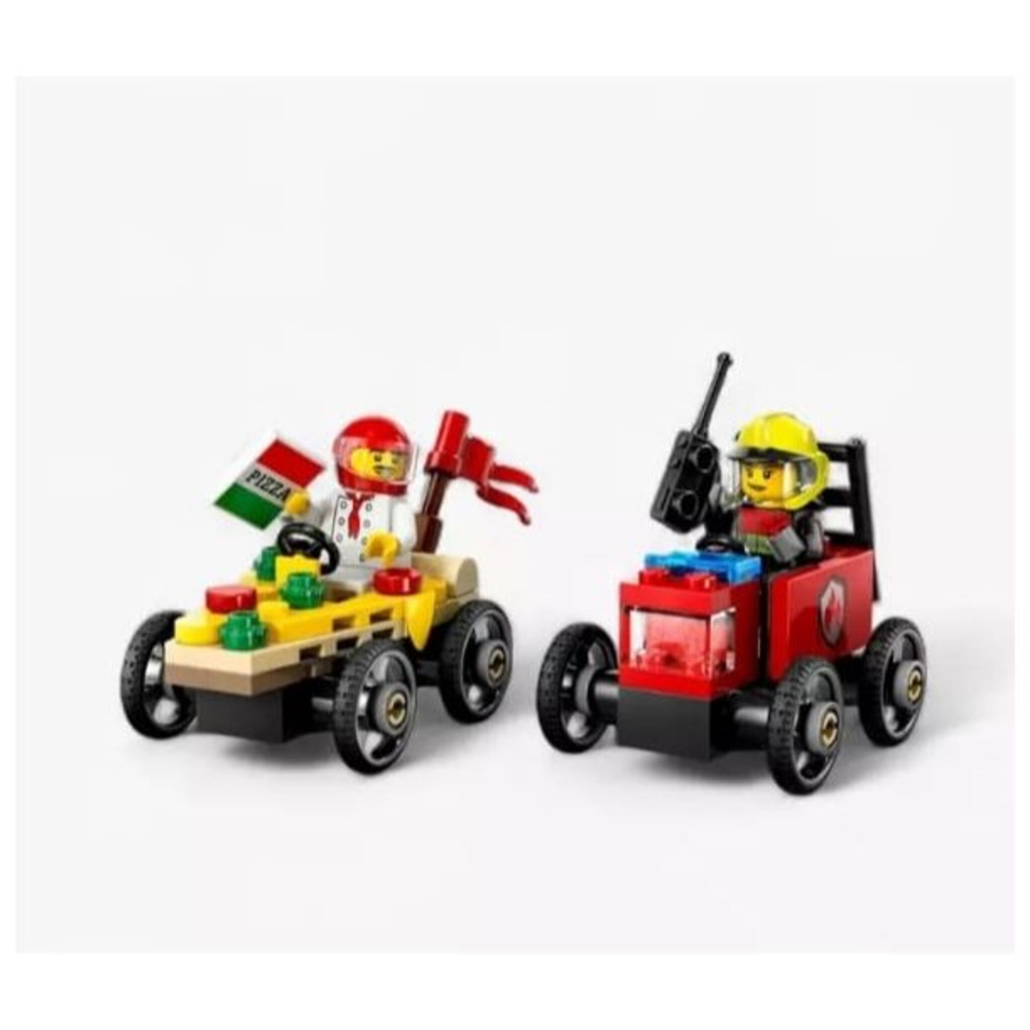 LEGO City Pizza Van vs. Fire Truck Race Car