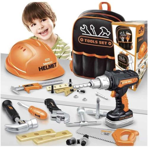 Engineering, Maintenance, and Drill Tool Set with Backpack and Sounds (28 Pieces)