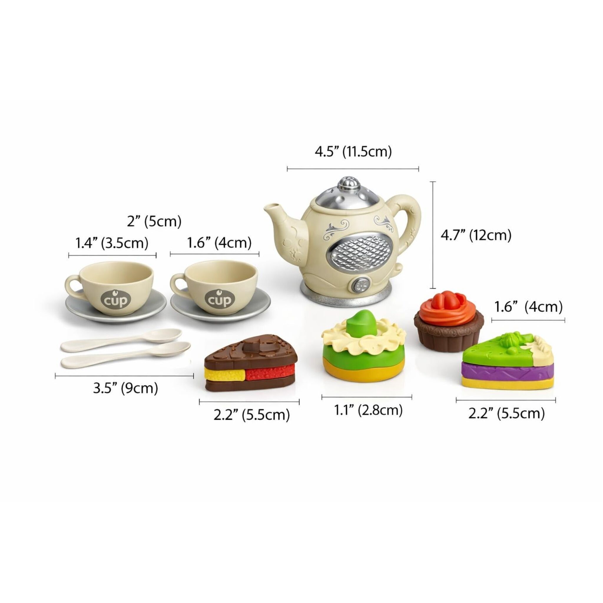 Tea party set with Sweets, Cakes, and accessories