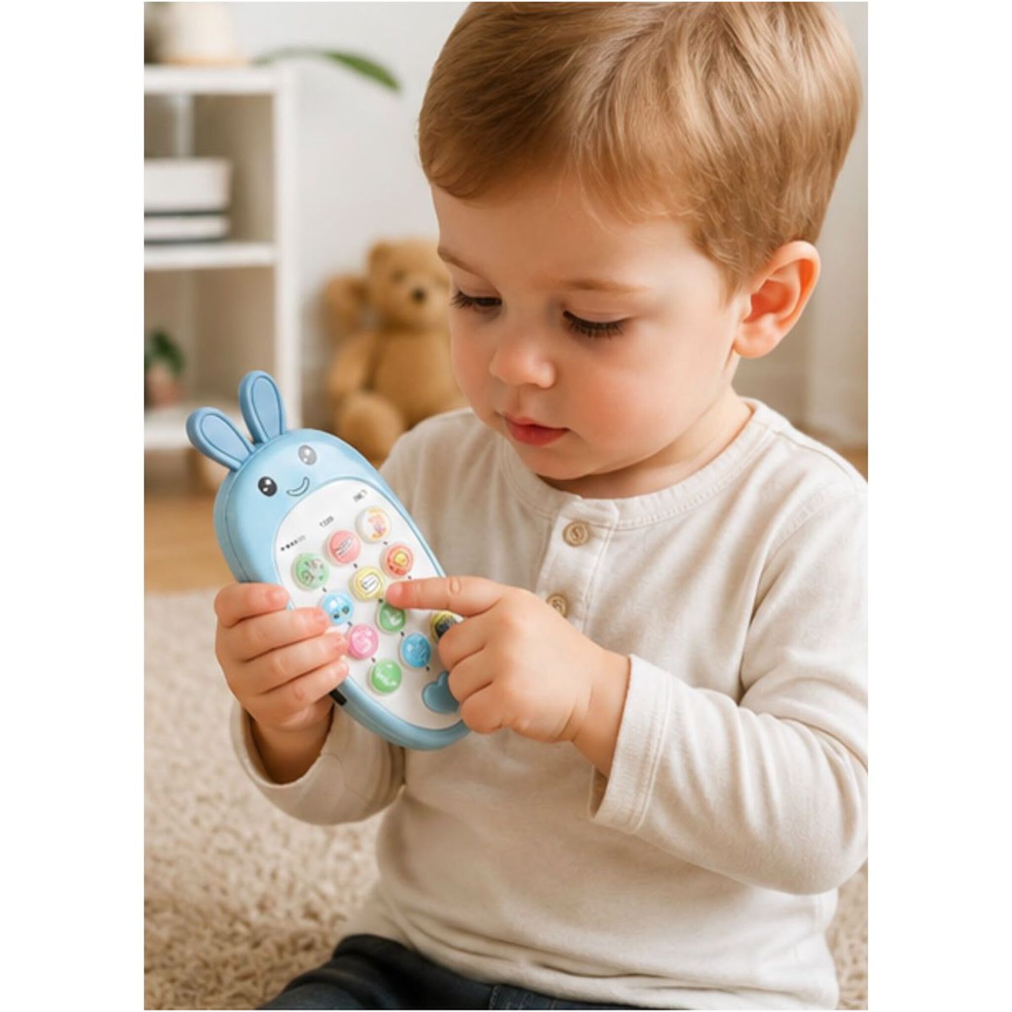 Blue Rabbit-Shaped Toy Phone