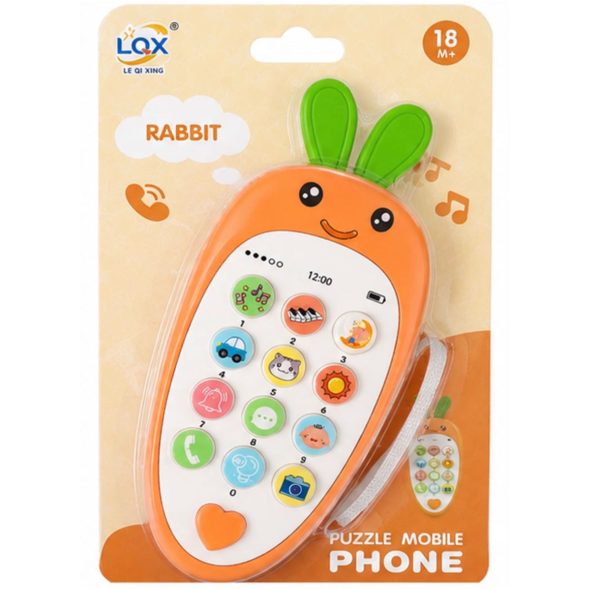 Orange Rabbit-Shaped Toy Phone 