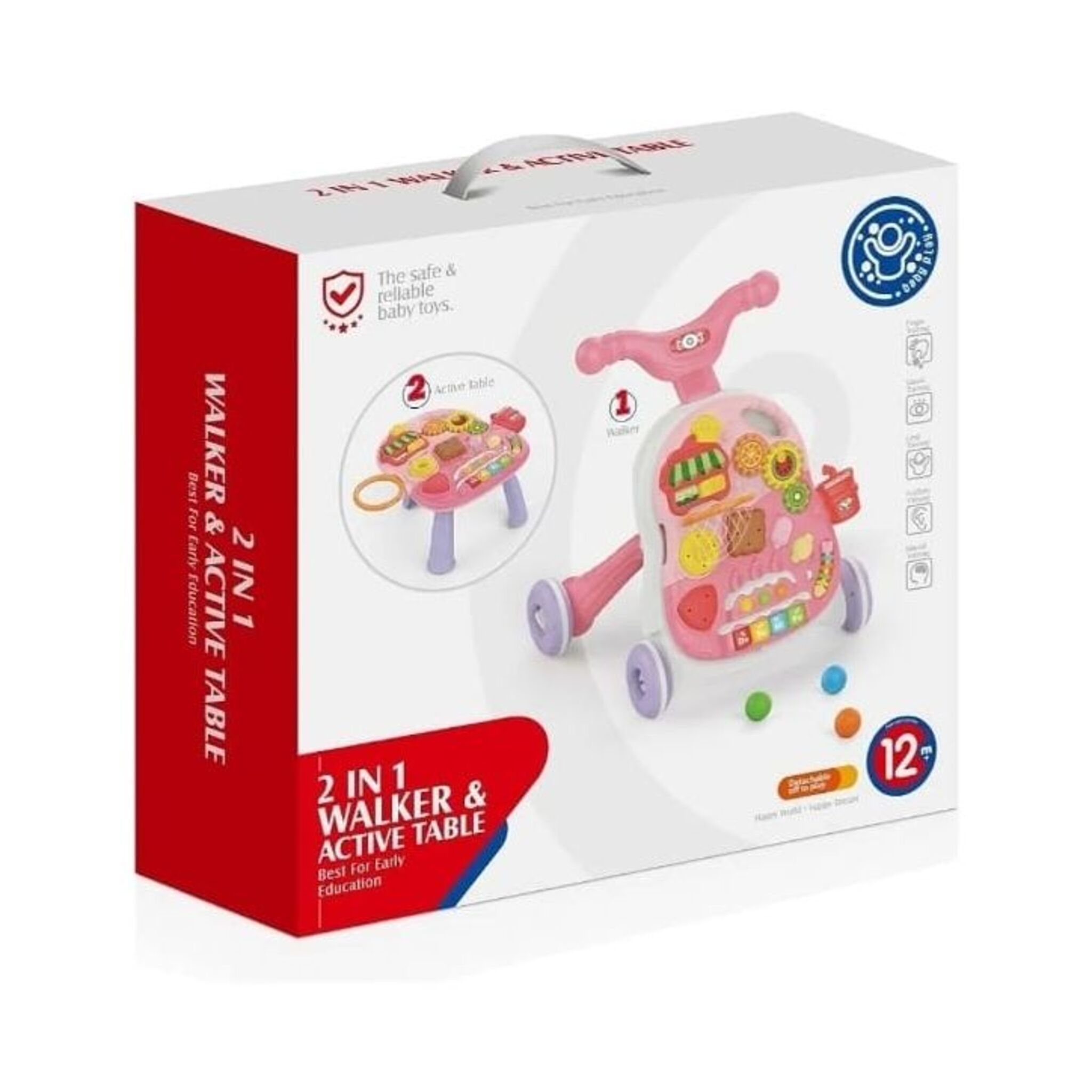 2-in-1 Multifunctional Baby Walker (Pink)