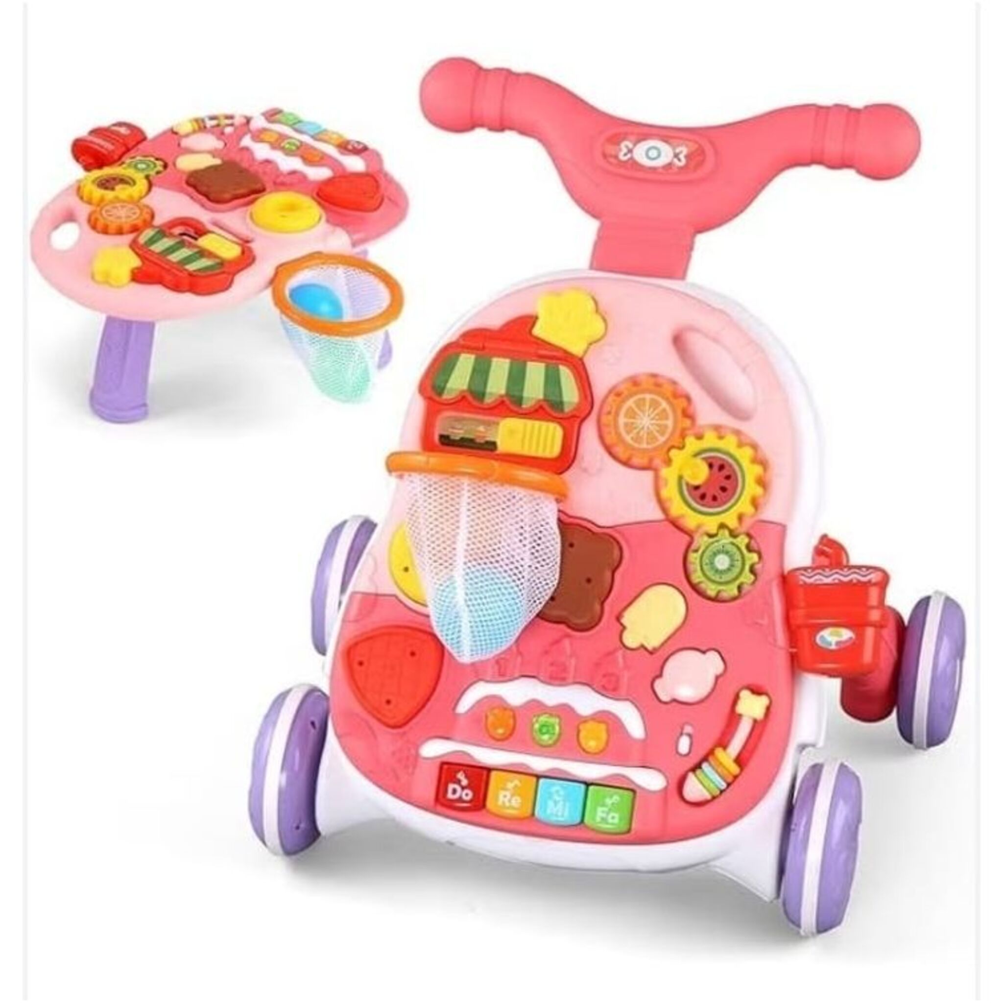 2-in-1 Multifunctional Baby Walker (Pink)