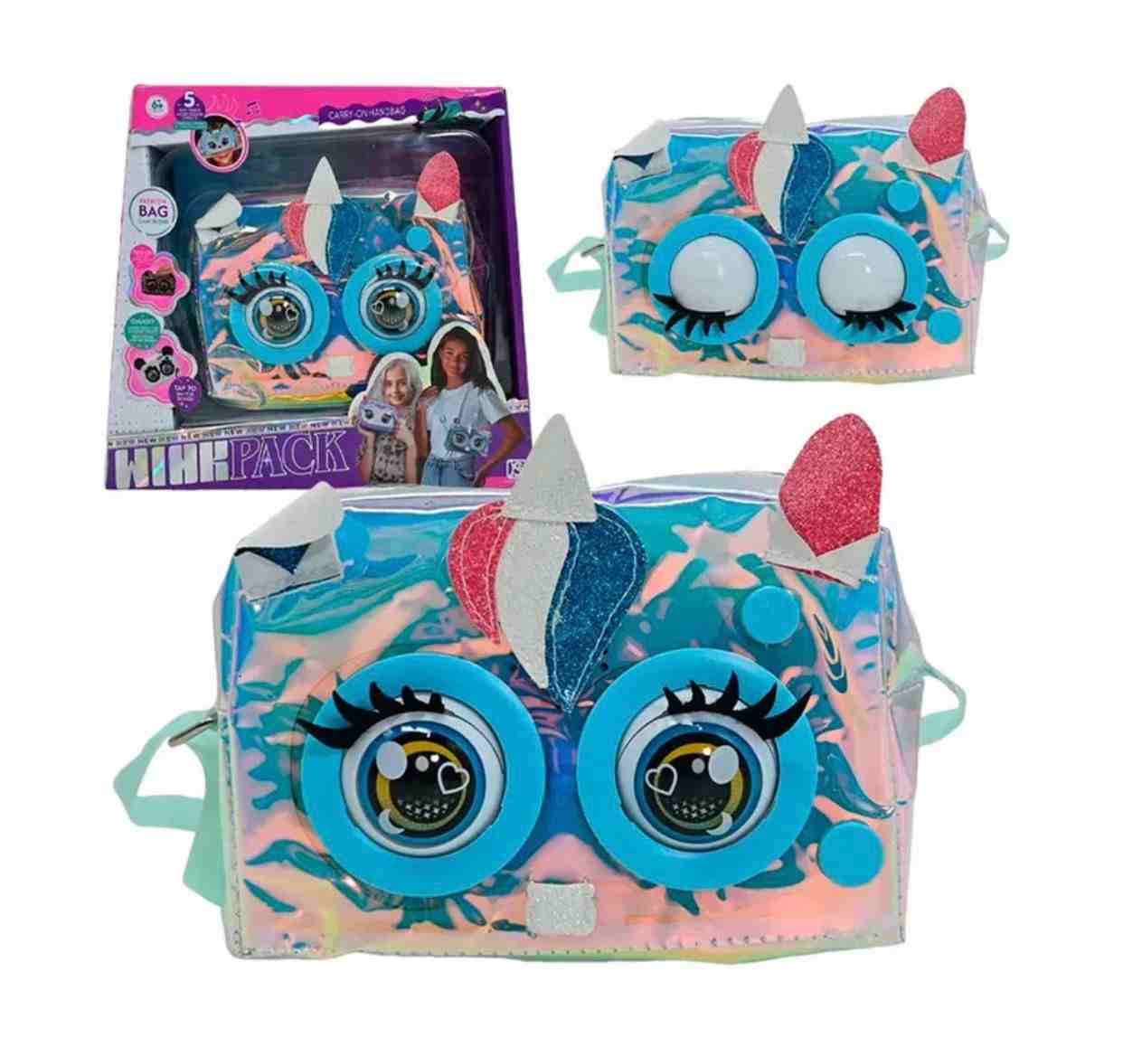 Girls Handbag with Flashing Eyes (Light Blue)