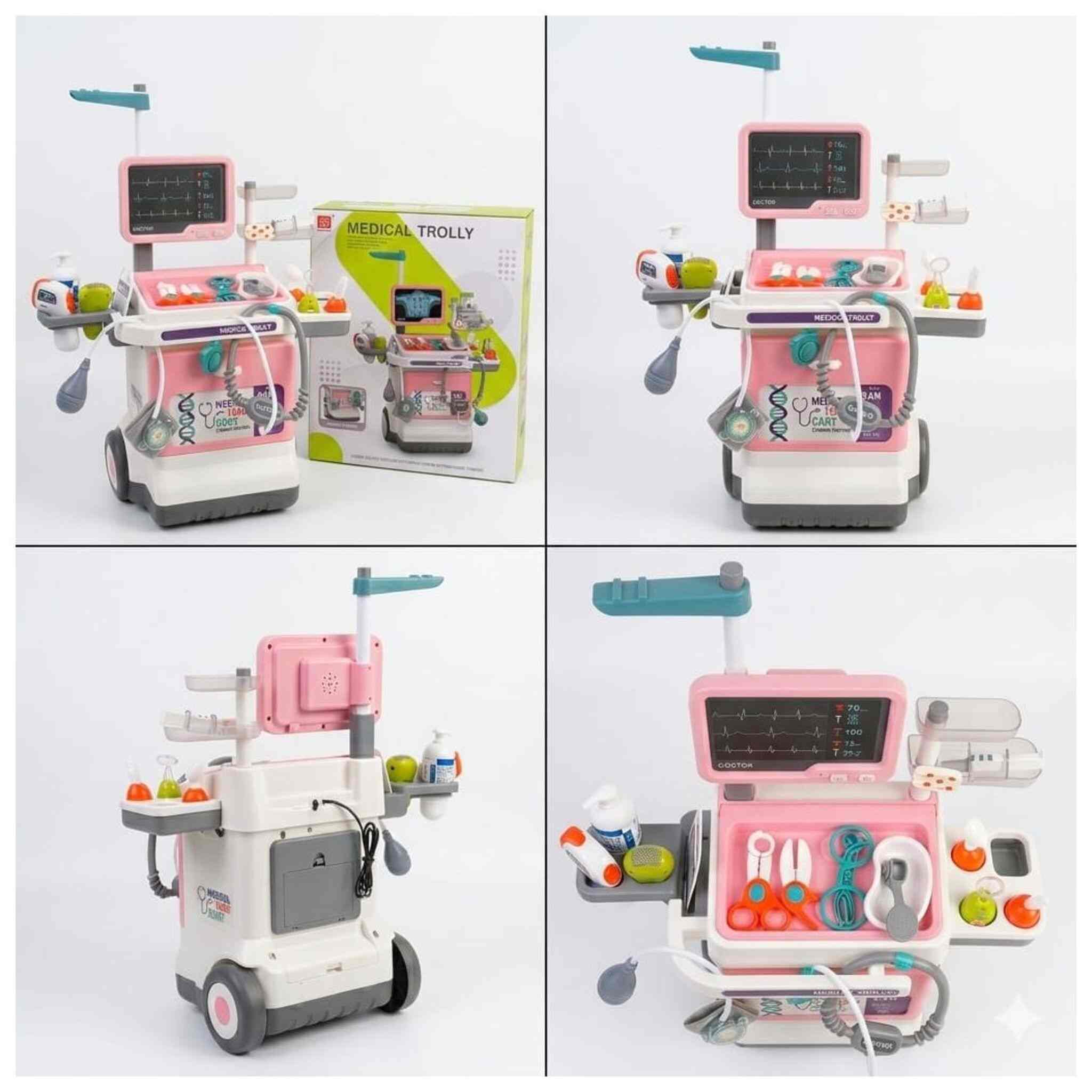 Mobile Doctor Trolley with Doctor's Tools (pink)