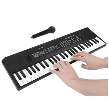 Electronic Piano with keyboard and Microphone (Black)