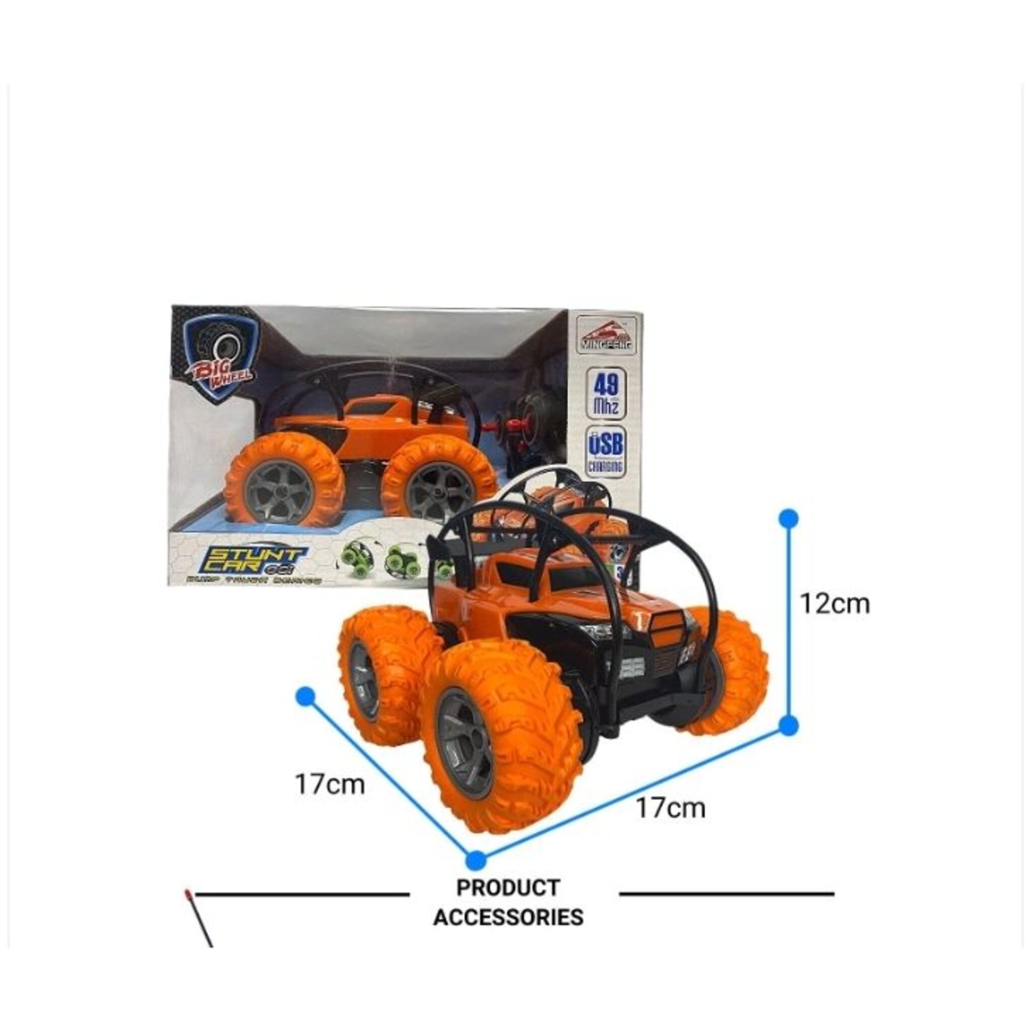 Remote controlled stunt car (orange)