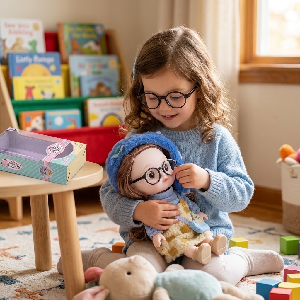 Children's Doll with Blue Scarf (28 cm)