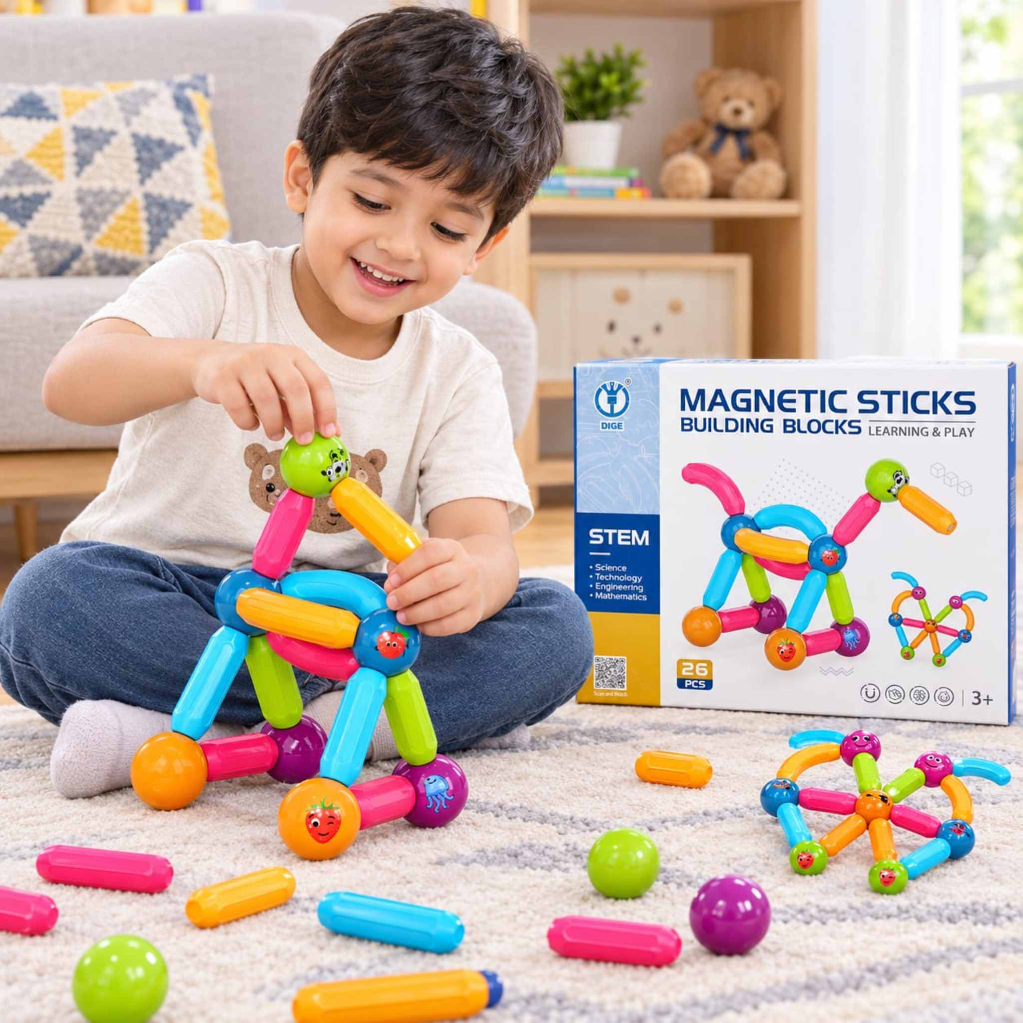 Magnetic Sticks Building Blocks &ndash; 26 PCS