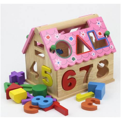 Wooden Educational Number and Shape Building House